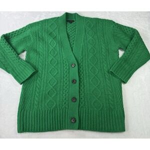 J. Crew Kelly Green Merino Wool Blend Cardigan Medium Oversized St. Patricks Day